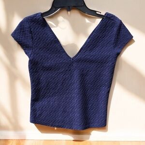 Navy Blue Textured Crop Top